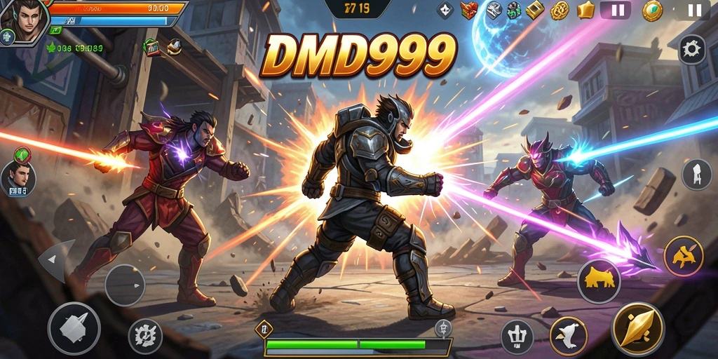Screenshot DMD999 menampilkan aksi pertarungan yang mendebarkan.