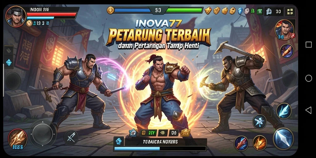 Screenshot gameplay INOVA77 menampilkan pertarungan seru yang mendebarkan.