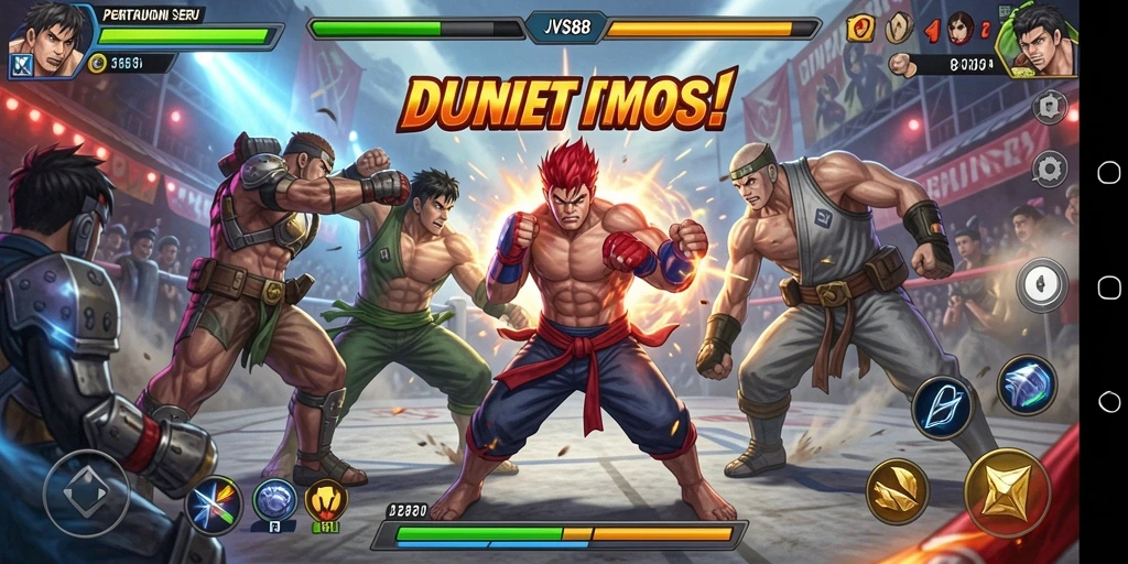 Gameplay JVS88 menampilkan pertarungan seru antara karakter-karakter unik.