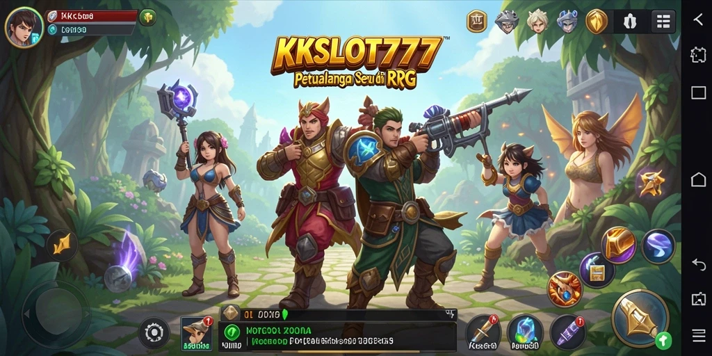Screenshot KKSLOT777 menampilkan aksi pertempuran yang mendebarkan dalam dunia RPG.