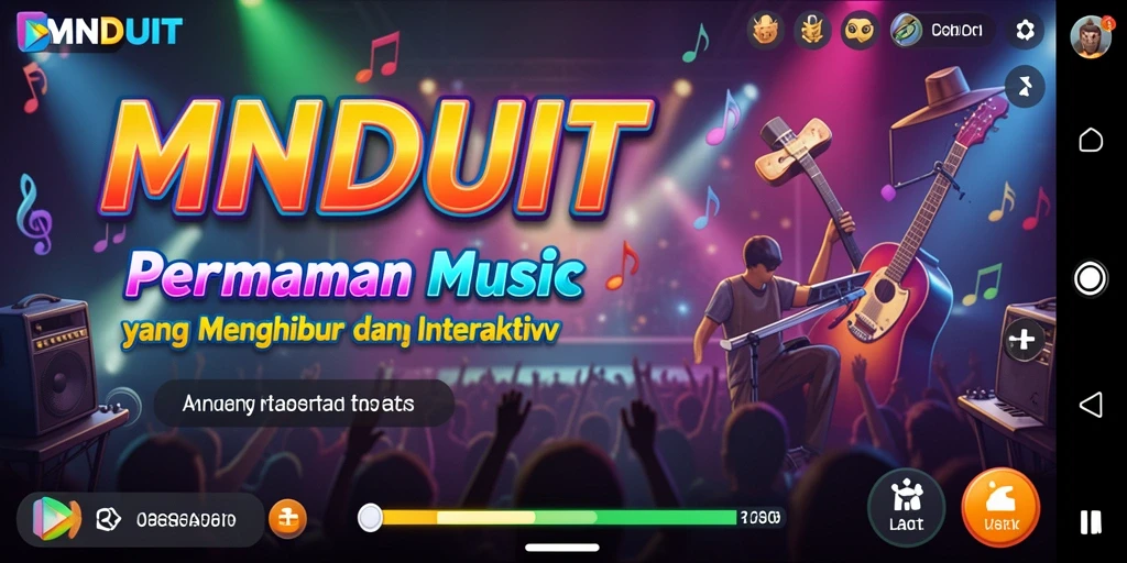 Tampilan gameplay MNDUIT yang penuh warna dan interaktif.