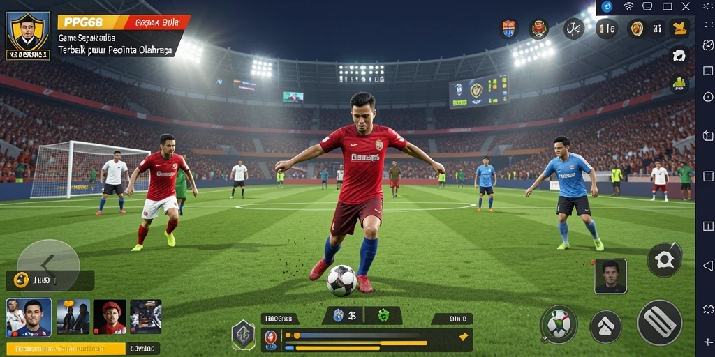 Tampilan gameplay PGG68 yang mengesankan dan penuh aksi sepak bola.