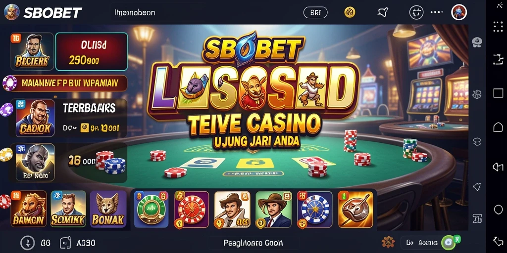 Tangkapan layar SBOBET menunjukkan dealer langsung dalam permainan kasino.