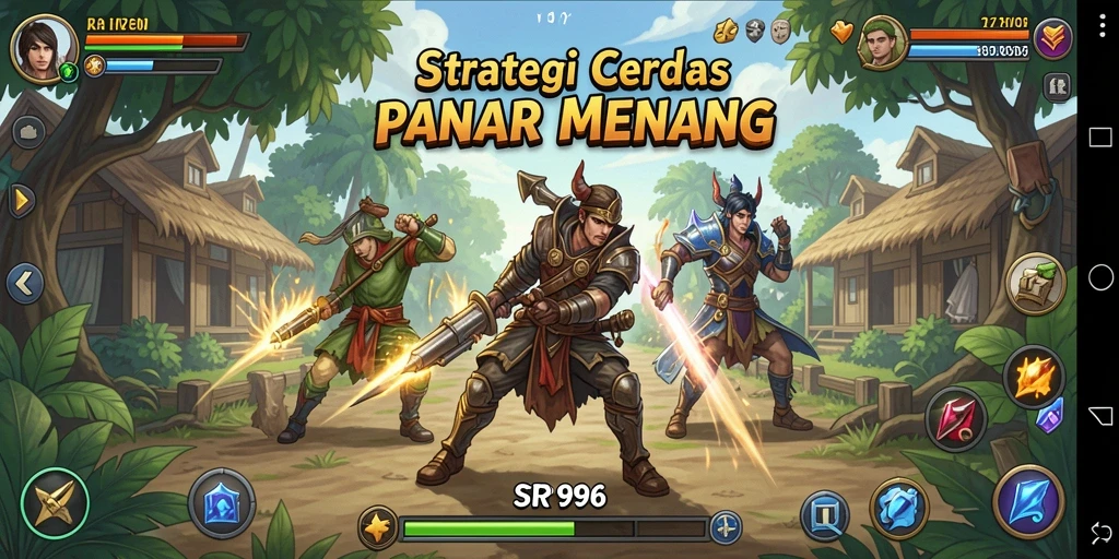 Screenshot utama SR996 menunjukkan aksi strategi yang intens.